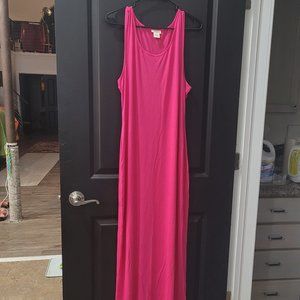 NEW full-length sleeveless fuchsia hot pink maxi dress